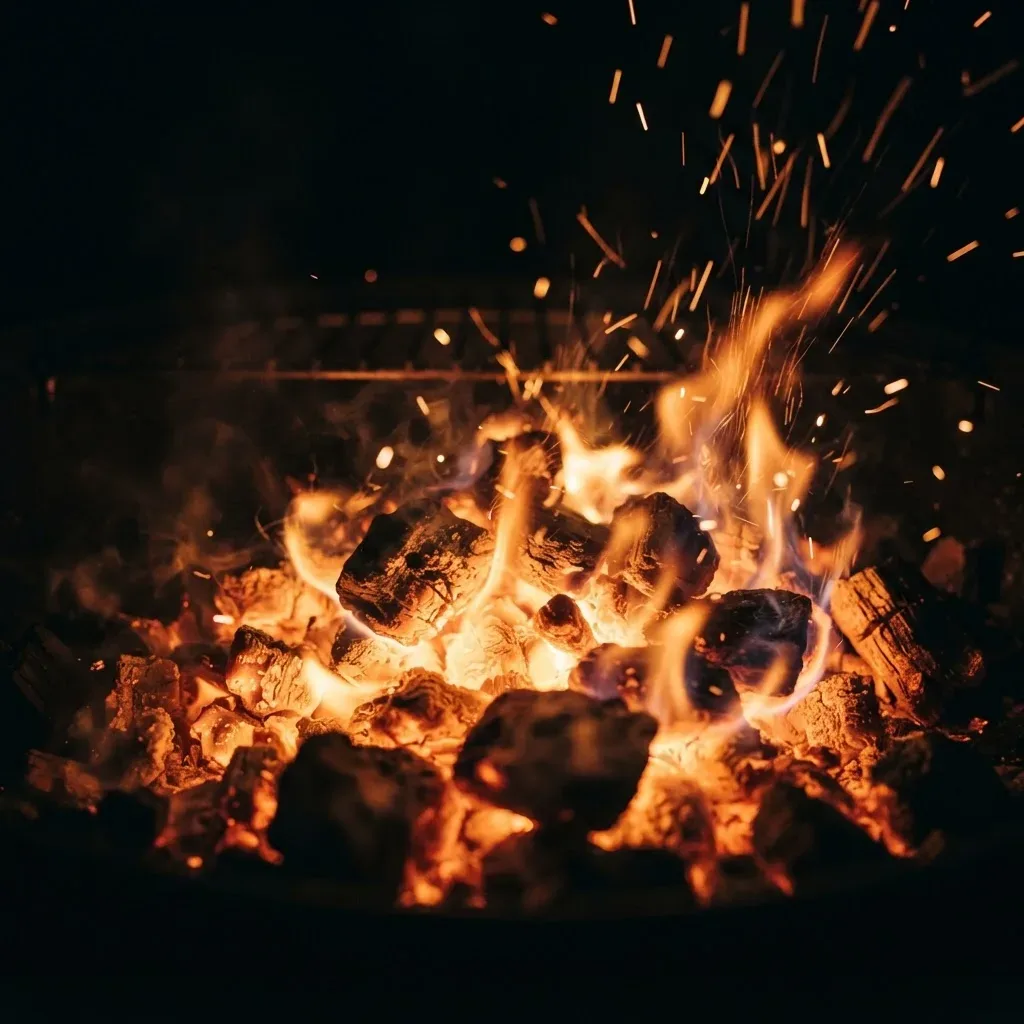 Feuer und Glut am Grill